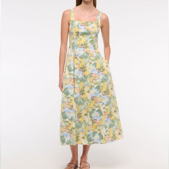 Abercrombie & Fitch Dresses & Skirts - ABERCROMBIE AND FITCH WOMENS MILA STRETCH MIDI DRESS LEMONS LARGE PETITE NEW